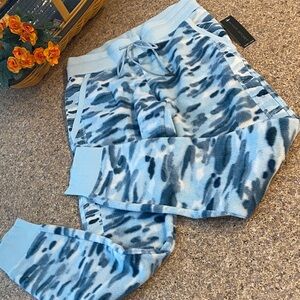NWT Tahari Sport Fleece Bottoms Pajama Lounge Pants Small Blue